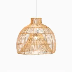 Bohemian Rattan Wicker Hanging Lamp On