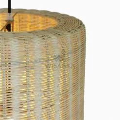 Daisy Rattan Wicker Hanging Lamp On - Large Detail