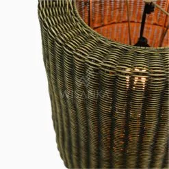 Daisy Rattan Wicker Hanging Lamp On - Small Detail