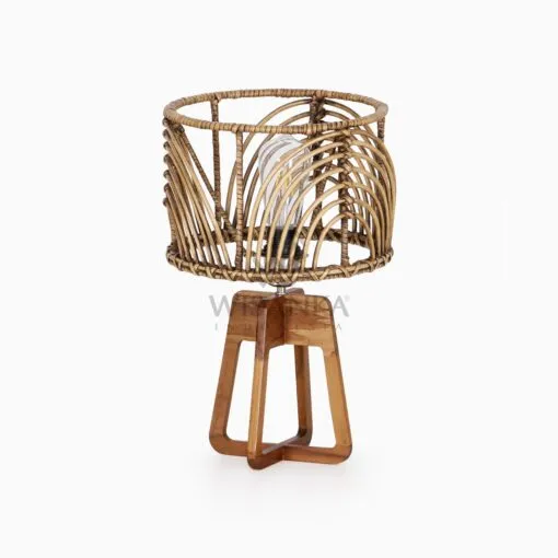 Avani Brown Wash Wicker Rattan Pitrit Wooden Table Lamp