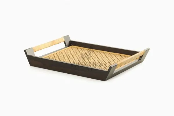 Azalea Wood Rattan Tray Small