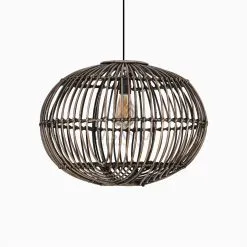 Somerset Rattan Pendant Hanging Lamp Off Large Black Wash