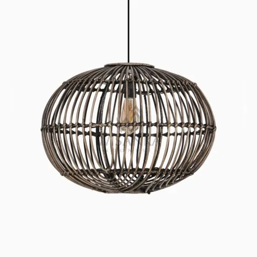 Somerset Rattan Pendant Hanging Lamp Large Black Wash