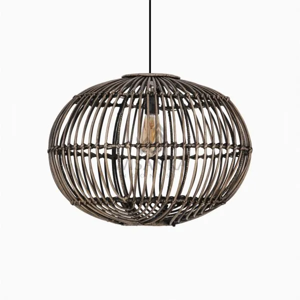 Somerset Rattan Pendant Hanging Lamp Large Black Wash