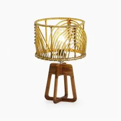 Avani Table Lamp with Pitrit Shade Natural Rattan Lamp On