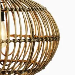 Sommerset Medium Brown Wash Hanging Lamp - Natural Rattan Pendant Lamp On Detail