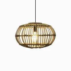 Sommerset Small Brown Wash Hanging Lamp - Natural Rattan Pendant Lamp On