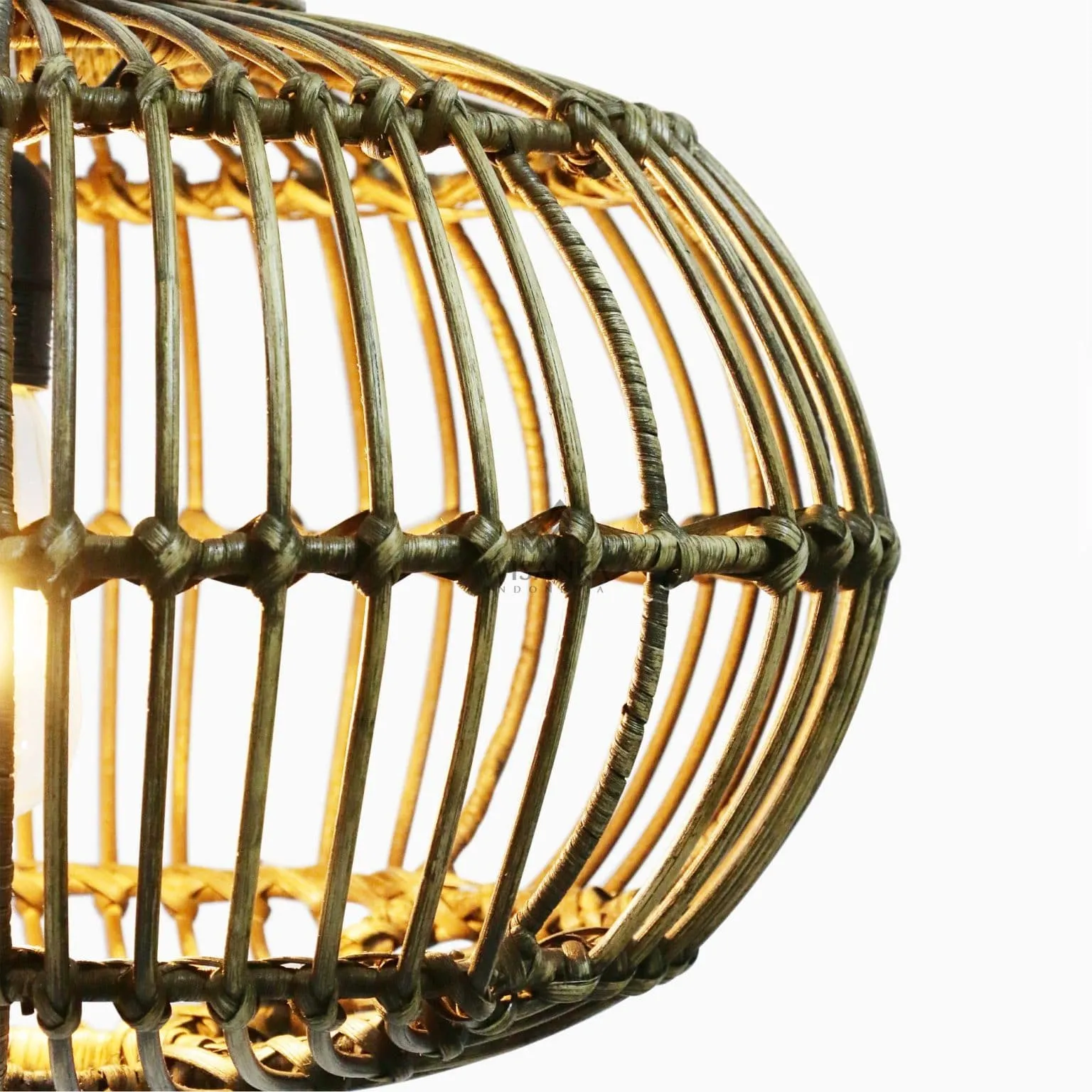 Sommerset Small Brown Wash Hanging Lamp - Natural Rattan Pendant Lamp On Detail