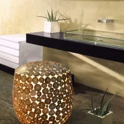 Teak Lamination Stool Lamp Set