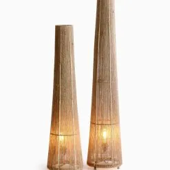 Kenanga Floor Lamp - Wicker Standing Floor Lamp ON