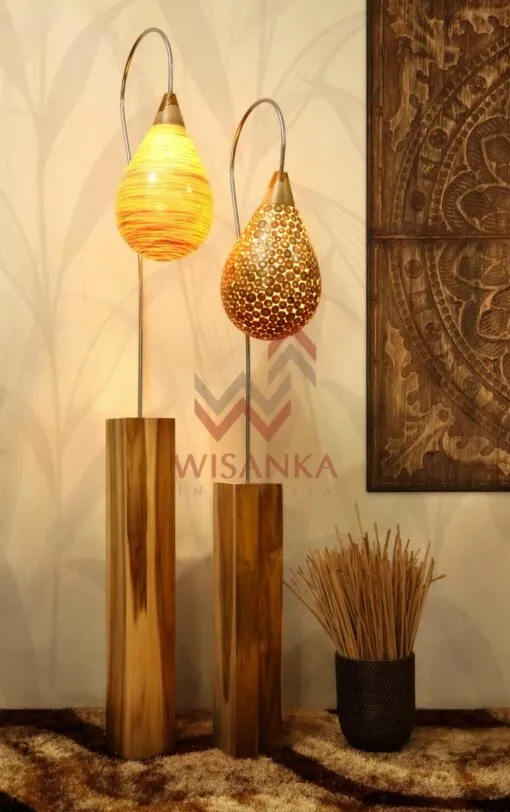 Lunar Floor Lamp – Standing Teak Lamps for Living Room