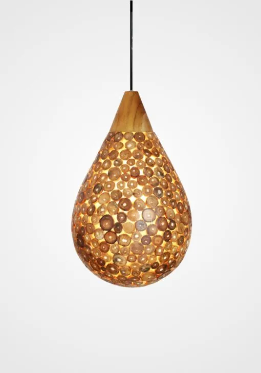 Kelom Hanging Lamp with Teak – Pendant Light Decor