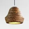 Koru Hanging Lamp with Banana - Futuristic Wicker Light Decor - On