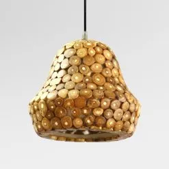 Koru Hanging Lamp with Teak - Ceiling Living Light - off