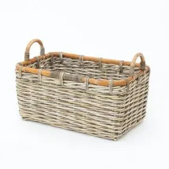Kiyu Rectangle Basket – Natural Rattan Kubu Handwoven Storage for Home Decoration