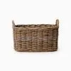Ovi Kubu Basket with Handle – Natural Oval Rattan Storage Basket for Home Decoration