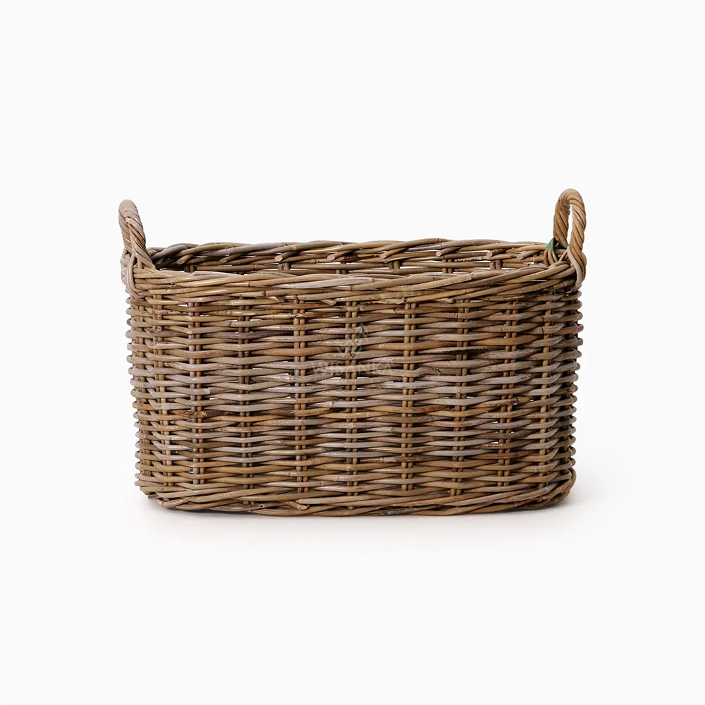 Ovi Kubu Basket with Handle – Natural Oval Rattan Storage Basket for Home Decoration Ovi Kubu Basket with Handle – Natural Oval Rattan Storage Basket for Home Decoration